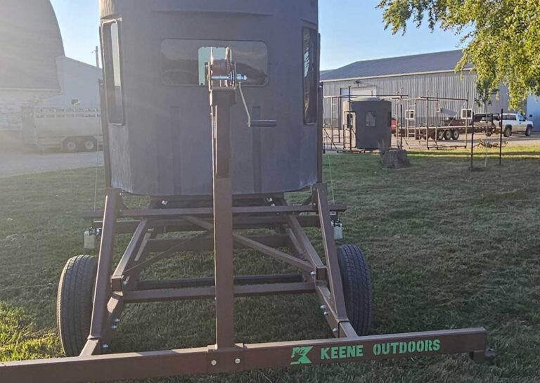 Mechanical winch deer blind trailer.