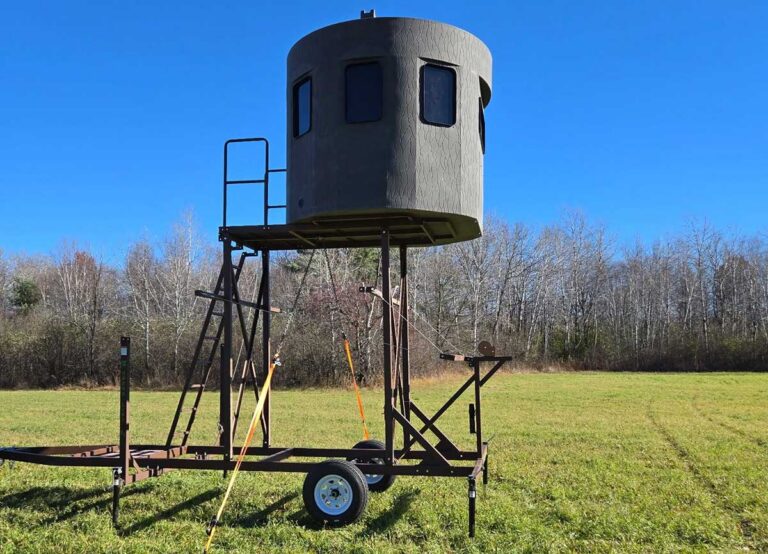 Deer blind on a deer blind trailer.